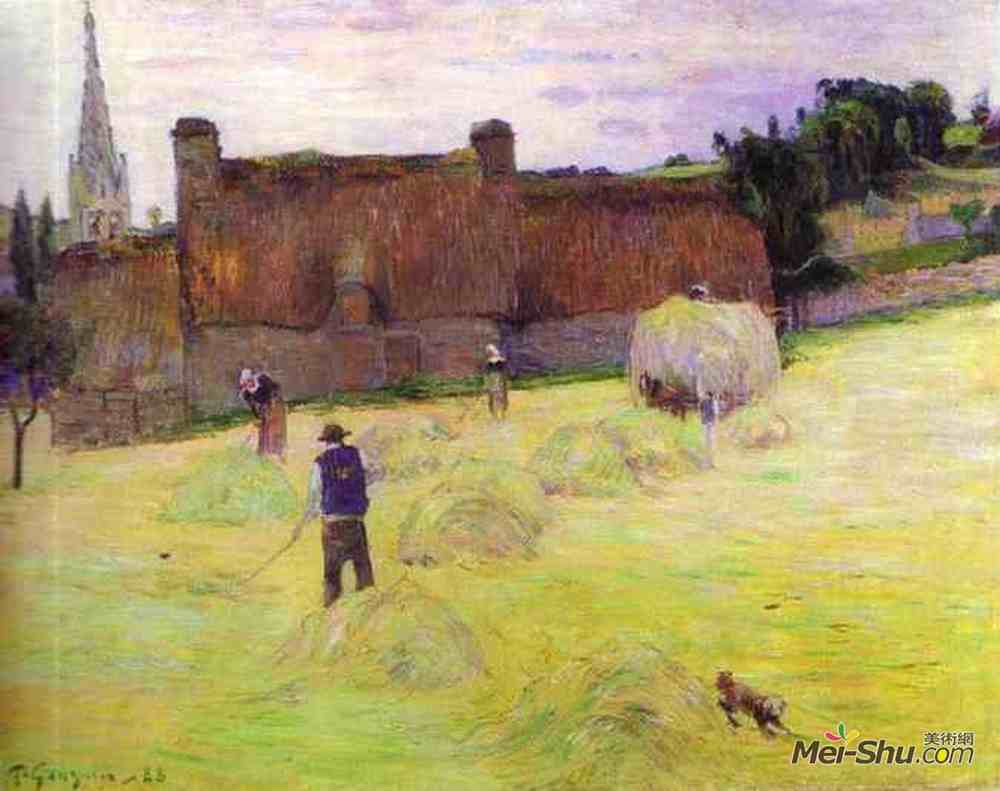 保罗·高更(Paul Gauguin)高清作品《布列塔尼地区的干草生产》