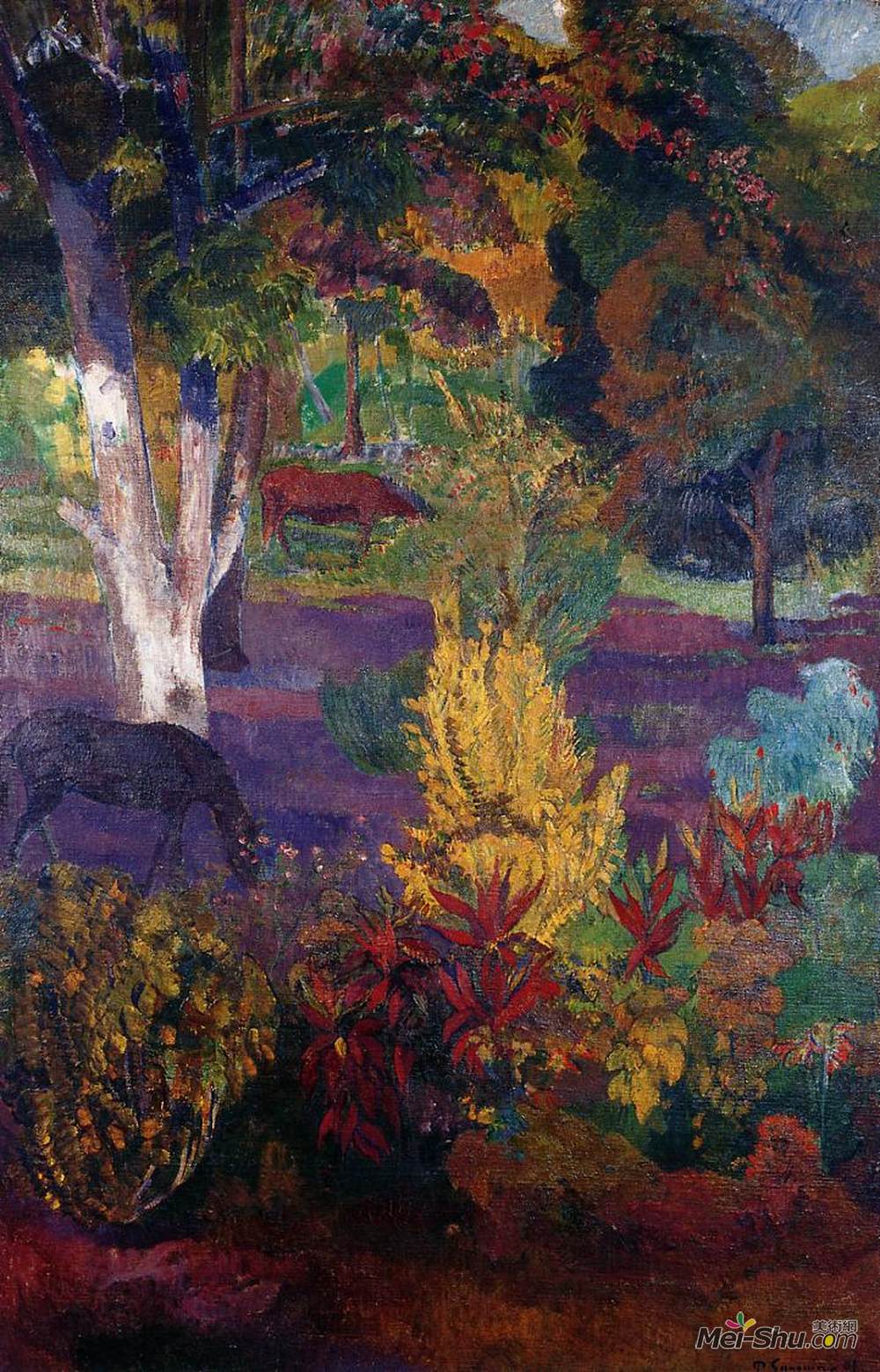 保罗·高更(Paul Gauguin)高清作品《马的马川景观》