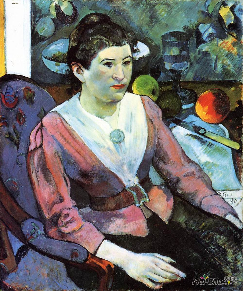 保罗·高更(Paul Gauguin)高清作品《反对塞尚静物世界的女性肖像》