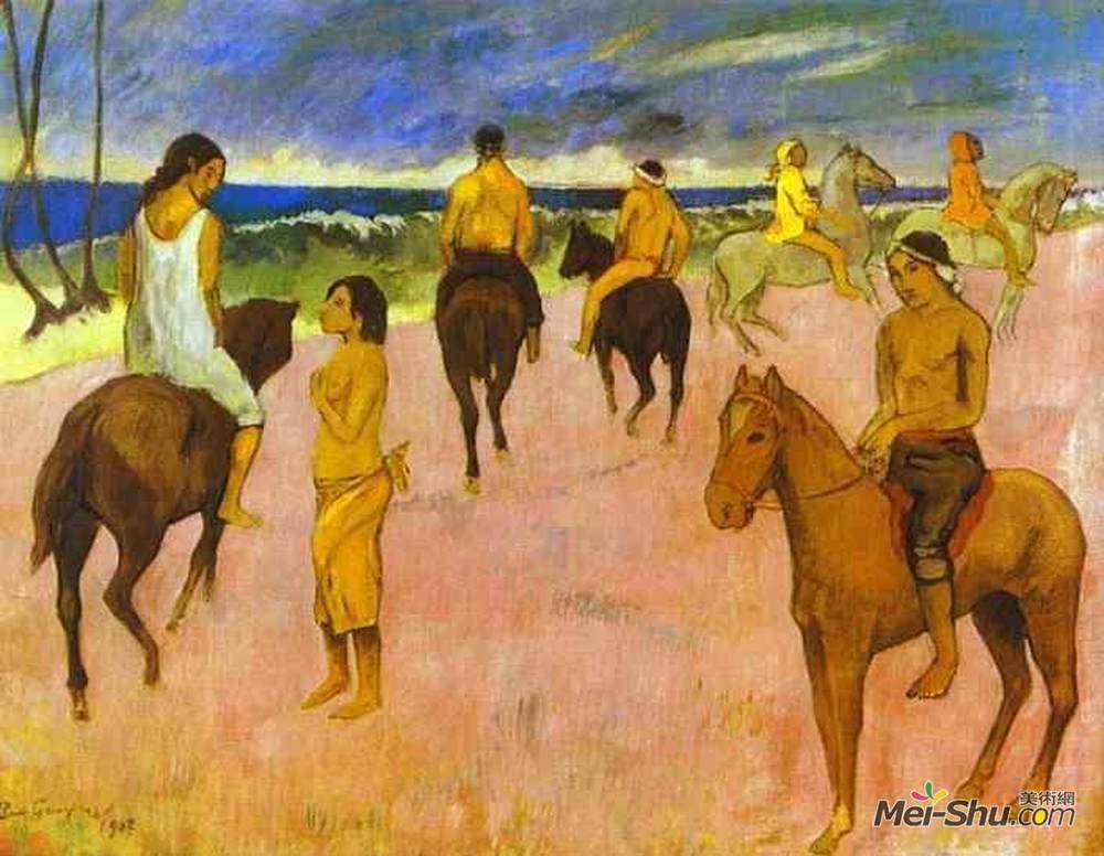 保罗·高更(Paul Gauguin)高清作品《海滩上的骑手II》