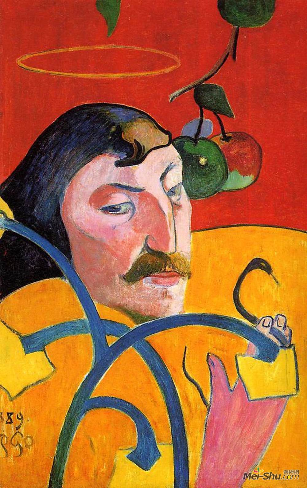 保罗·高更(Paul Gauguin)高清作品《带光晕的自画像》
