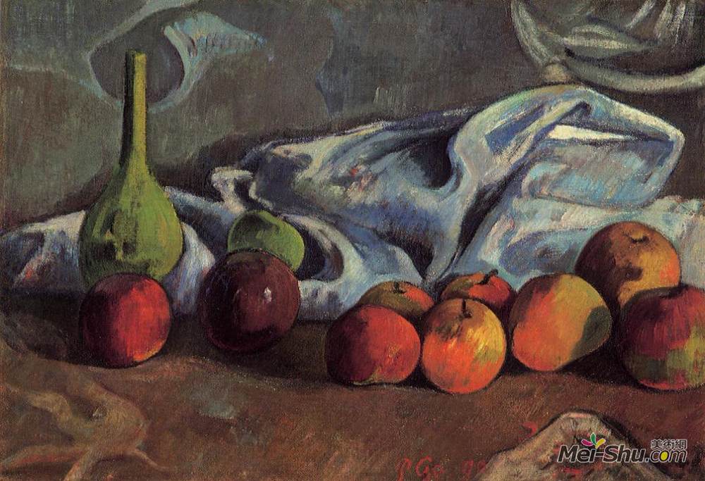 保罗·高更(Paul Gauguin)高清作品《苹果绿花瓶静物》