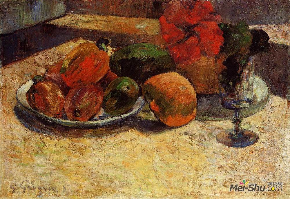 保罗·高更(Paul Gauguin)高清作品《芒果和木槿的静物》