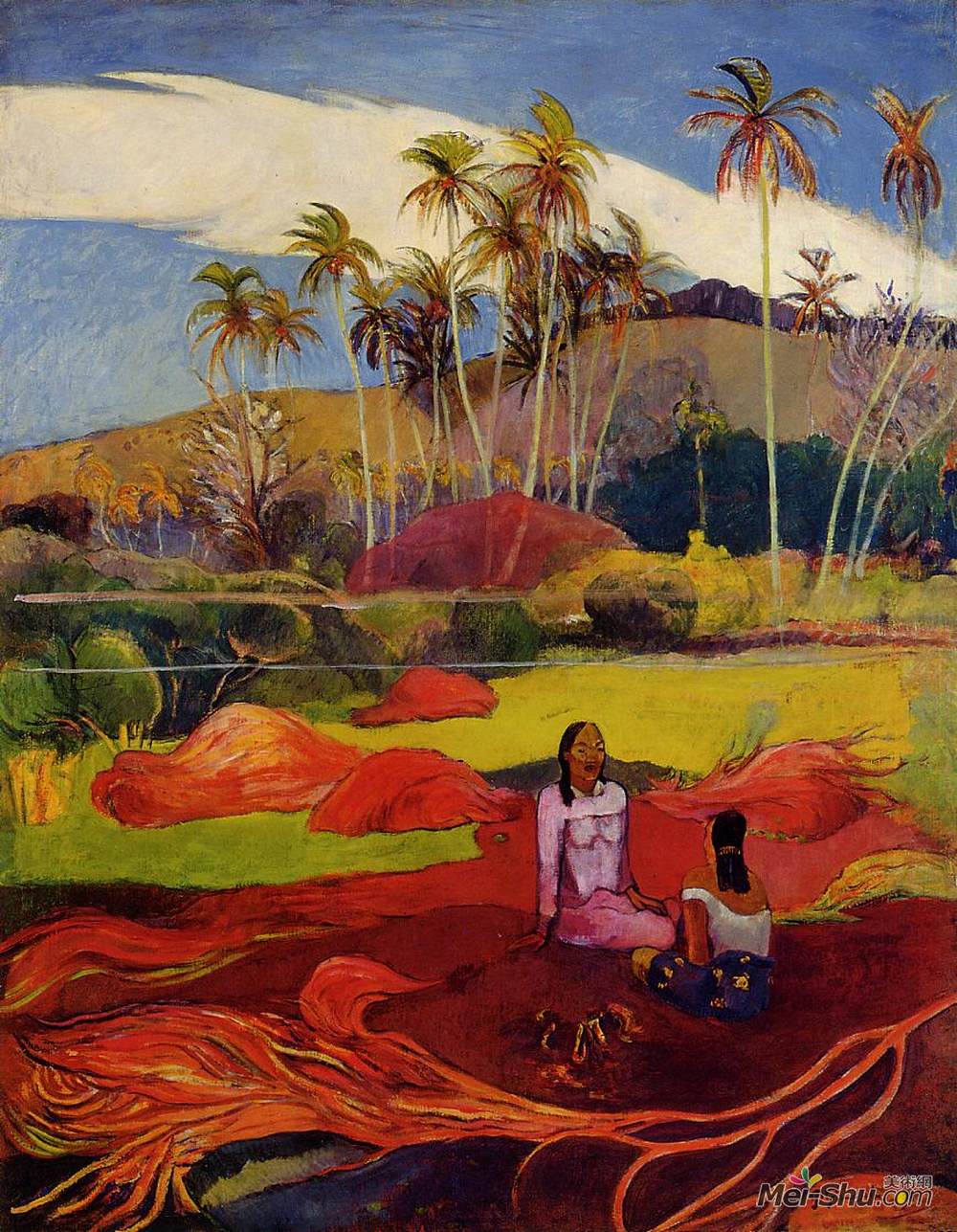保罗·高更(Paul Gauguin)高清作品《手掌下的塔希提女人》