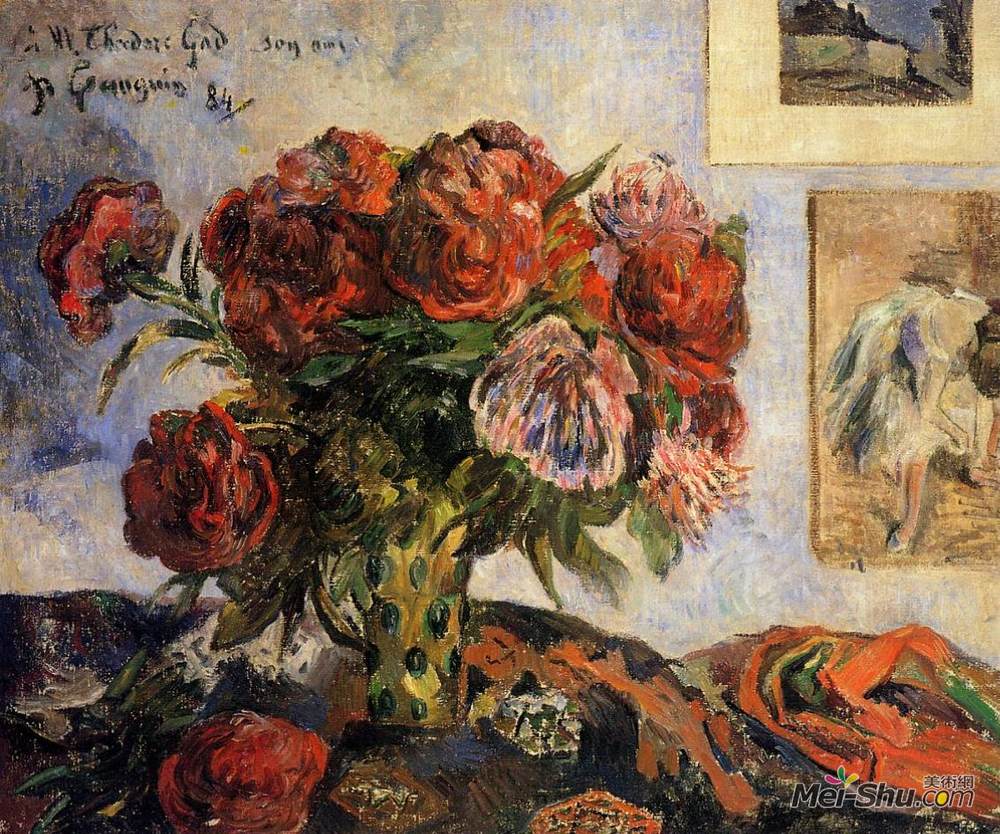 保罗·高更(Paul Gauguin)高清作品《牡丹花瓶》