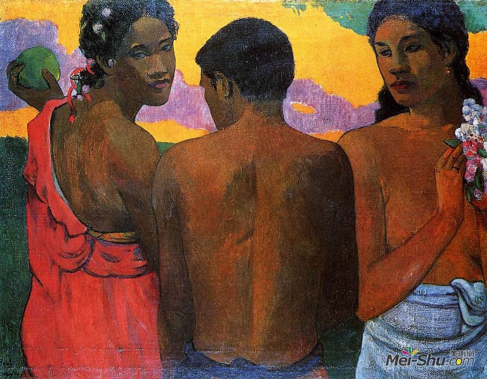 保罗·高更(Paul Gauguin)高清作品《三个大溪地人》