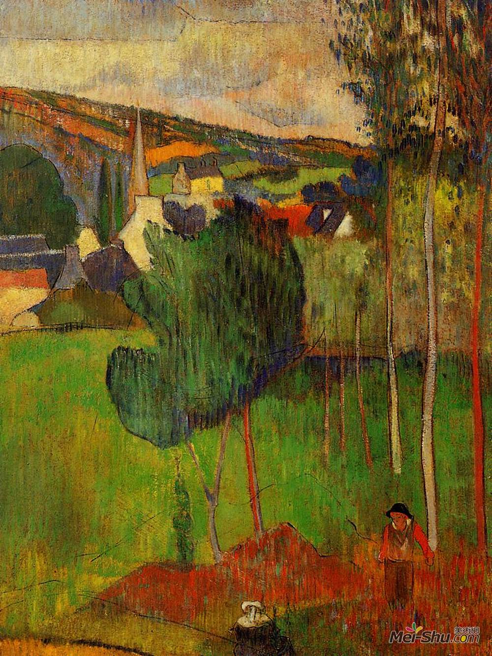 保罗·高更(Paul Gauguin)高清作品《View of Pont-Aven from Lezaven》