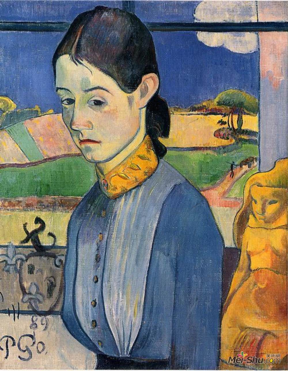 《布雷顿年轻女子》保罗·高更(paul gauguin)高清作品欣赏