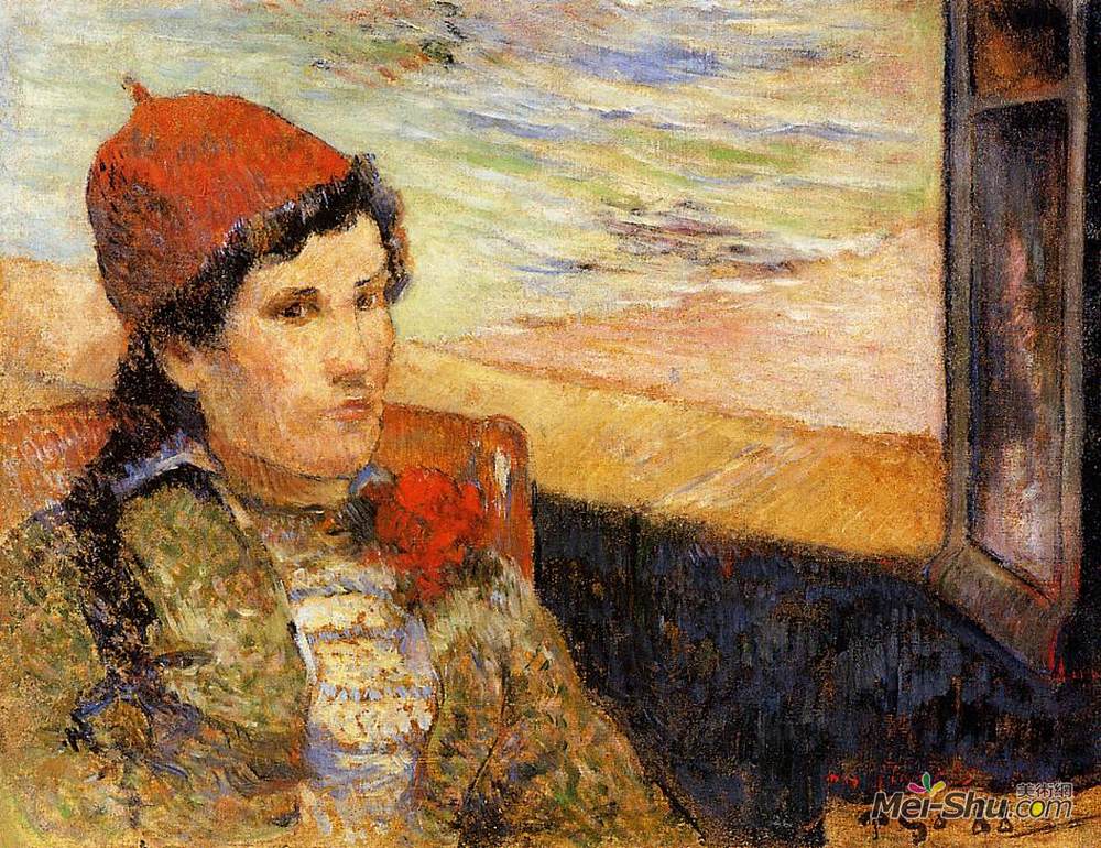 保罗·高更(Paul Gauguin)高清作品《窗边的年轻女子》