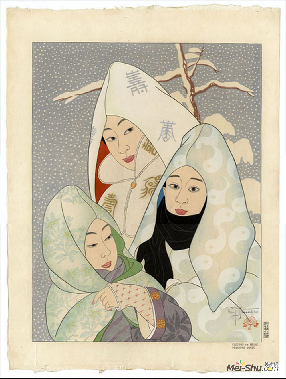 保罗贾克勒(Paul Jacoulet)高清作品《雪花。鹏勇，韩国》