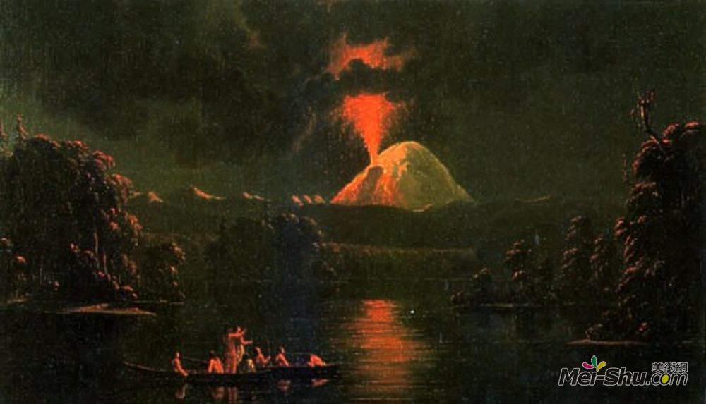 费奥多尔·索伦采夫(Paul Kane)高清作品《圣海伦斯火山夜间喷发》