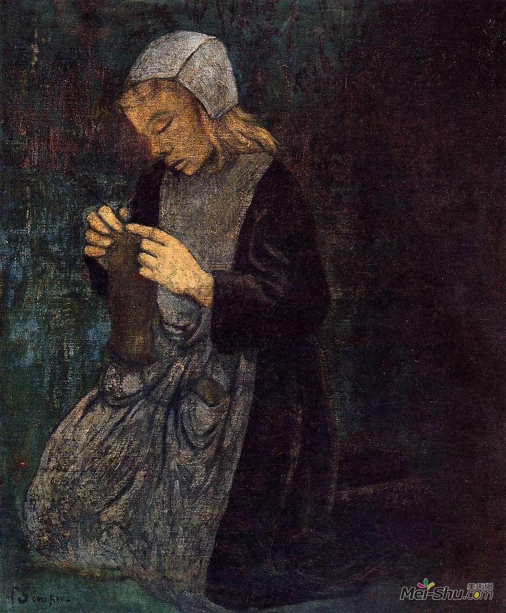 保罗·塞律西埃(Paul Serusier)高清作品《年轻的布列塔尼（小编织者）》
