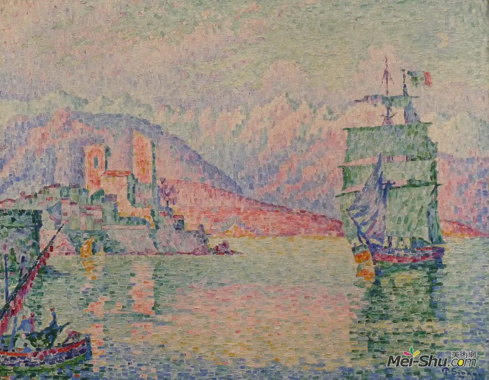 保罗·西涅克(Paul Signac)高清作品《安提贝，黄昏》