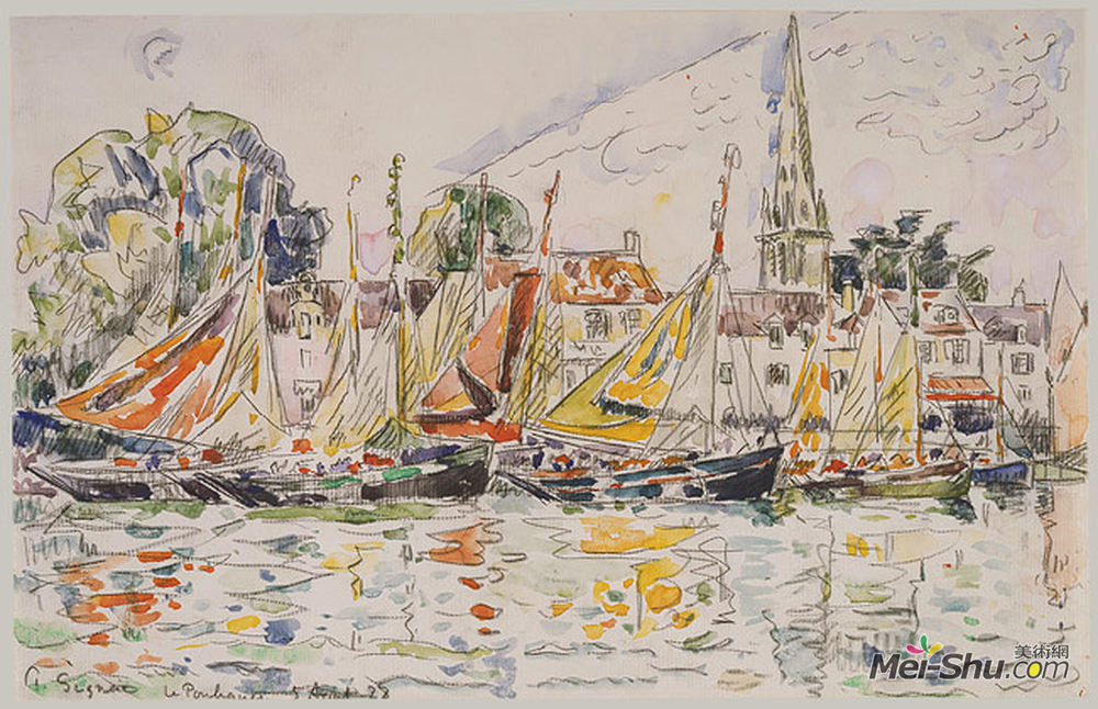 保罗·西涅克(Paul Signac)高清作品《飞艇》