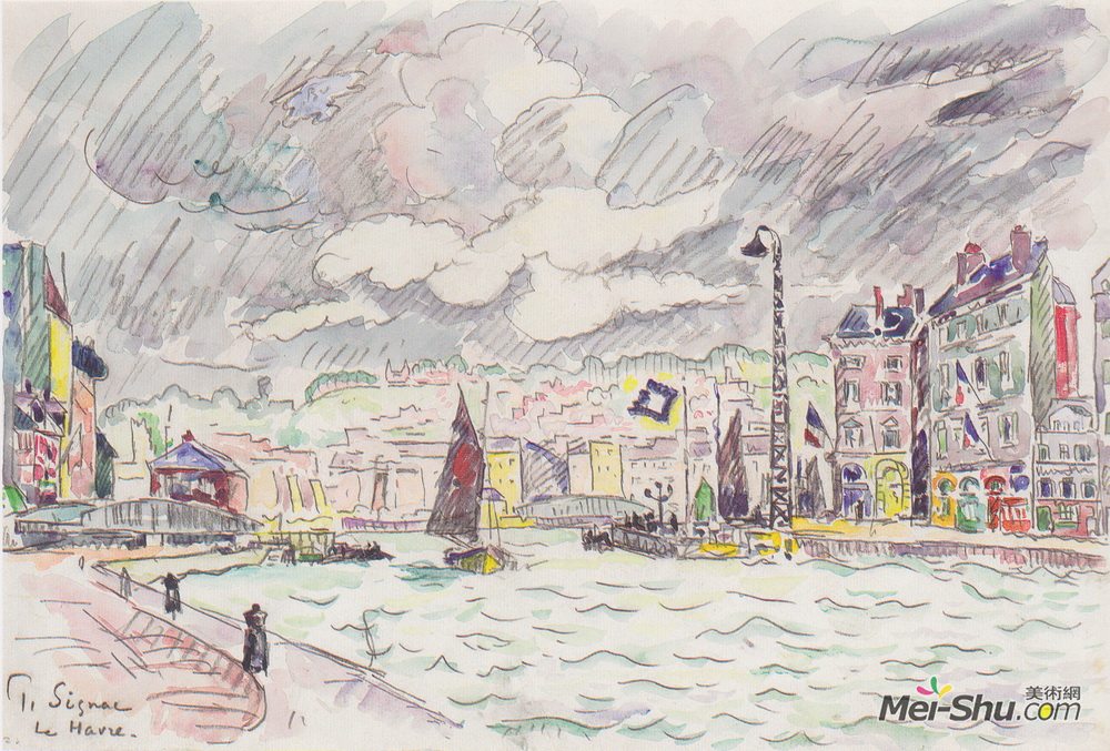 保罗·西涅克(Paul Signac)高清作品《雨云勒阿弗尔》