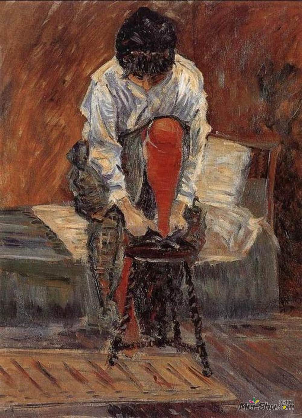 保罗·西涅克(Paul Signac)高清作品《红色丝袜》