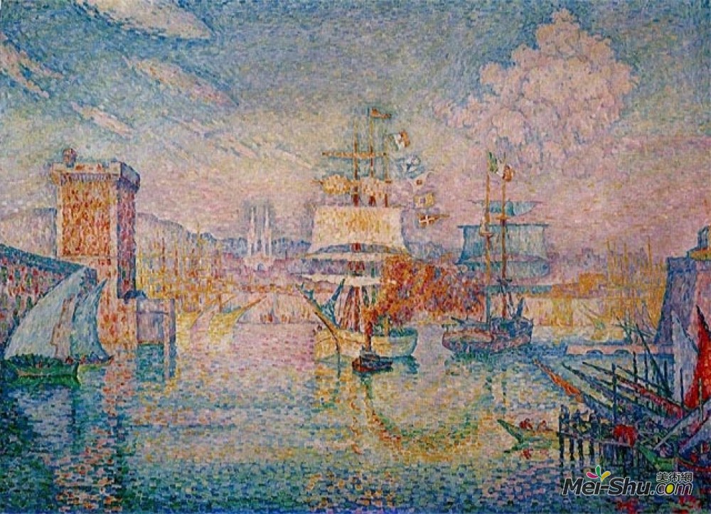 《马赛港入口处》保罗·西涅克(paul signac)高清作品