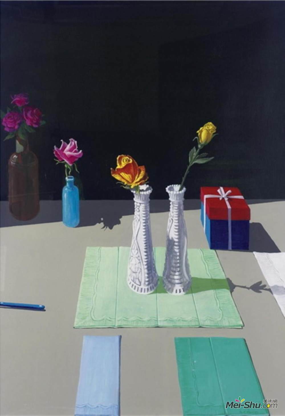 保罗·沃纳(Paul Wonner)高清作品《餐巾纸和礼品盒静物》