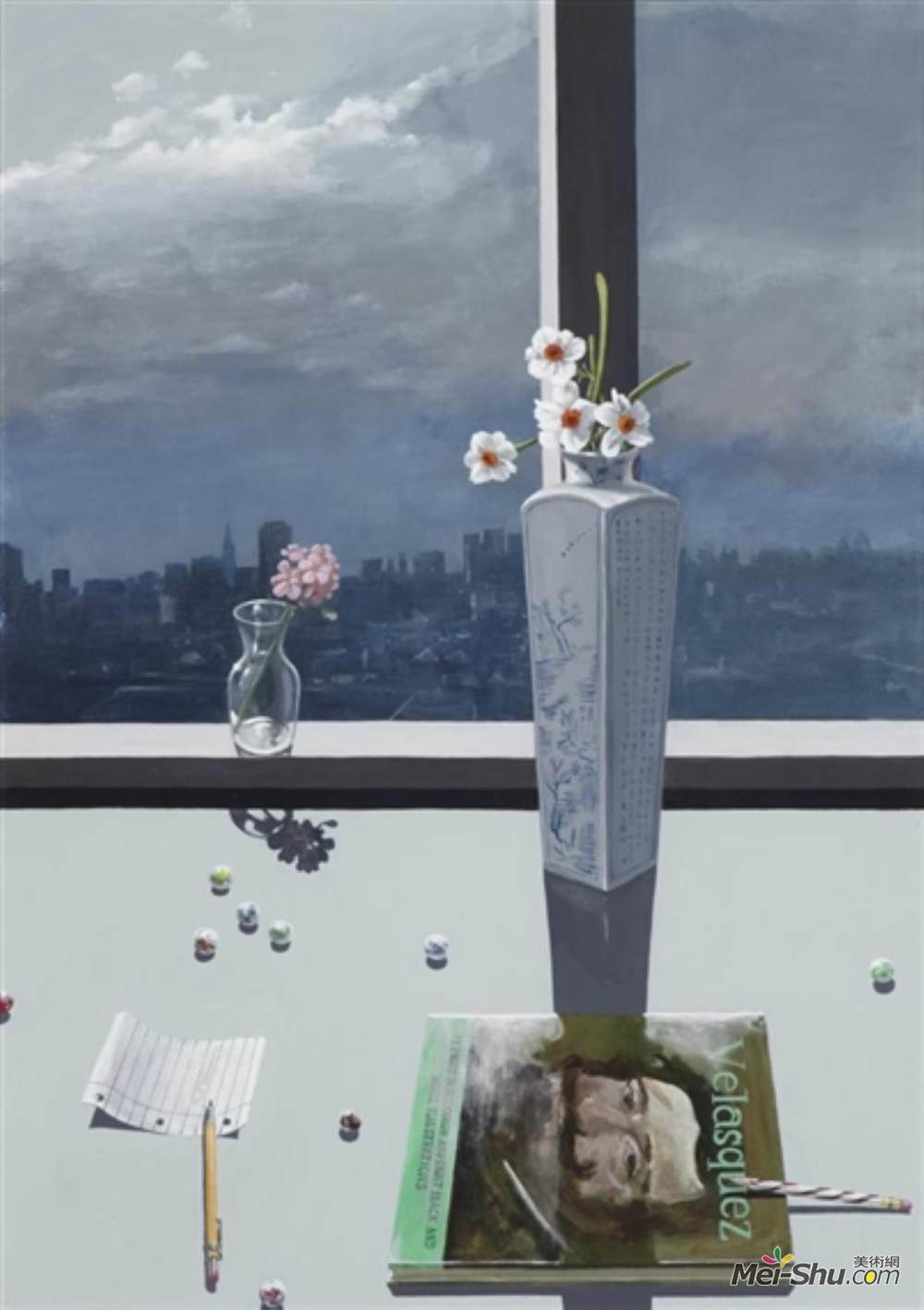 保罗·沃纳(Paul Wonner)高清作品《用艺术书研究花卉》