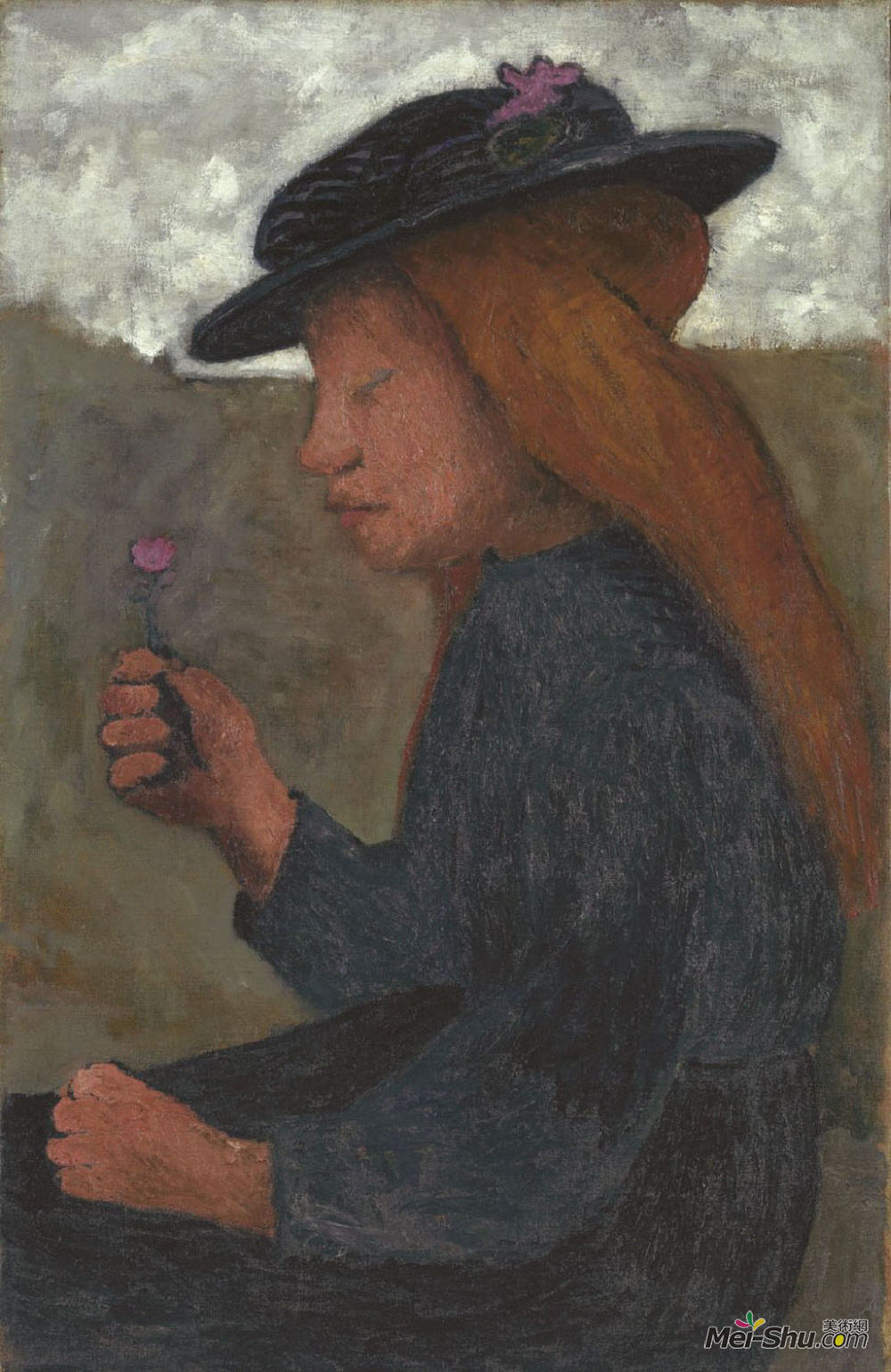 保拉·莫德索恩-贝克尔(Paula Modersohn-Becker)高清作品《戴黑帽子的女孩》