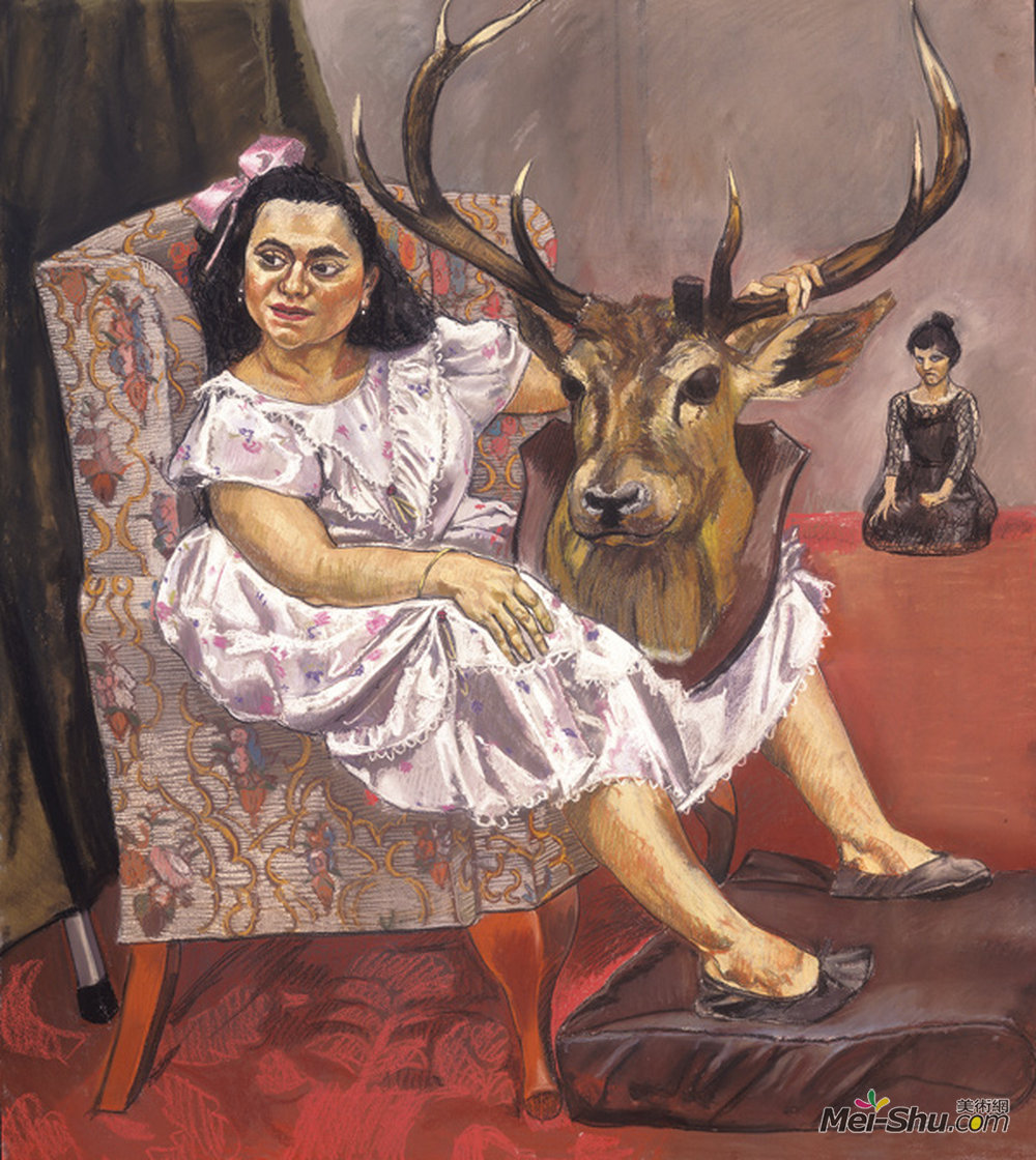 保拉·雷戈(Paula Rego)高清作品《白雪公主和她父亲的奖杯一起玩》