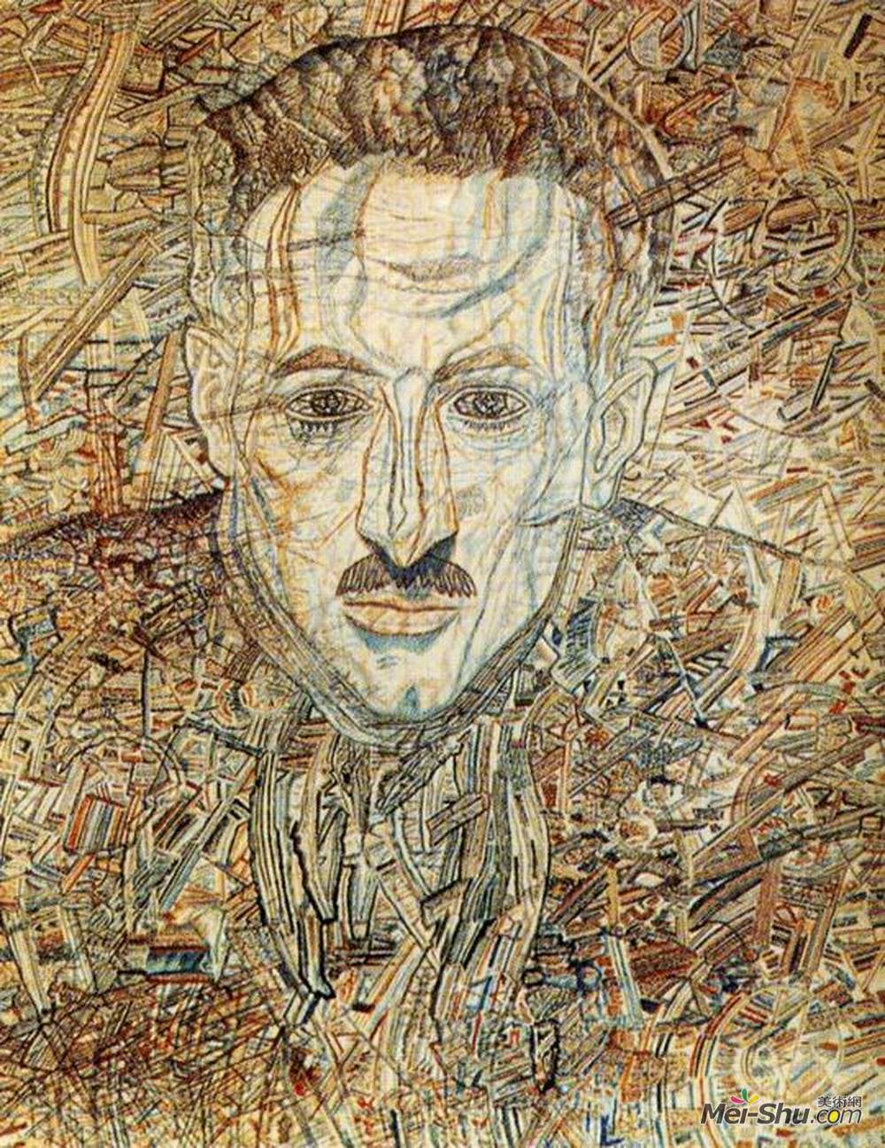 帕维尔·菲洛诺夫(Pavel Filonov)高清作品《Portrait of Nikolay Glebov-Putilovsky》
