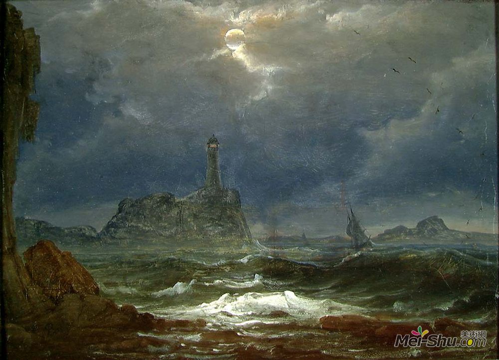 佩德尔·鲍克(Peder Balke)高清作品《灯塔》