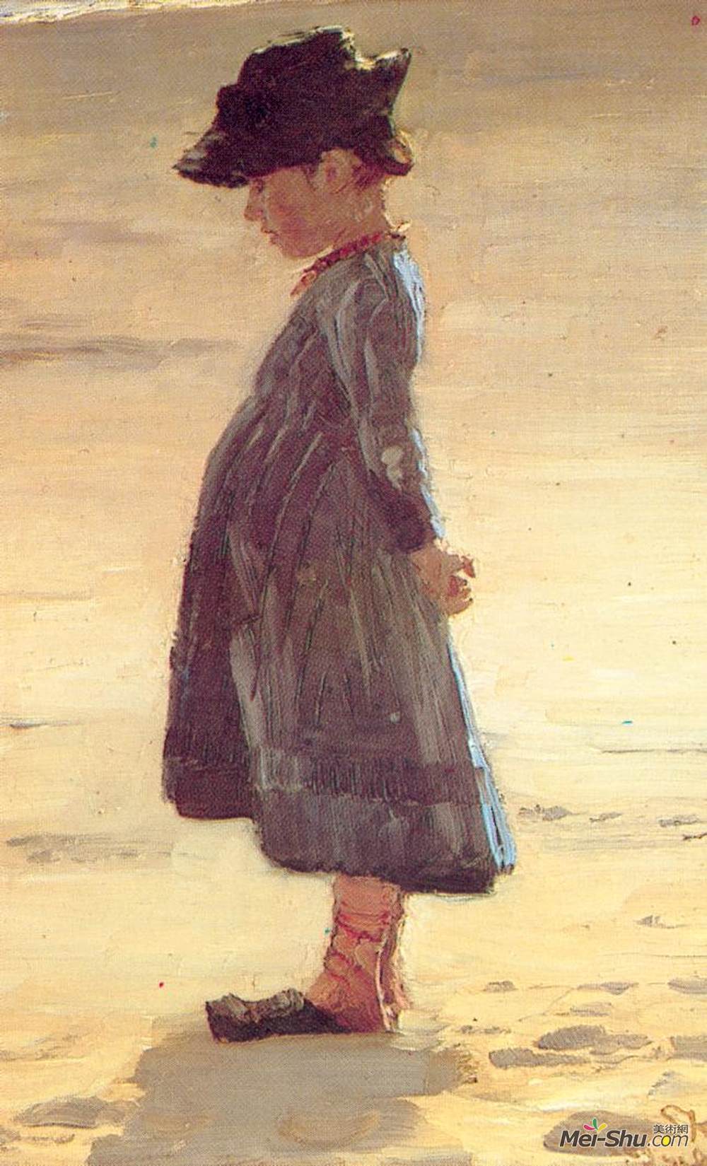 佩德·塞韦林·克罗耳(Peder Severin Kroyer)高清作品《沙滩上的女孩》