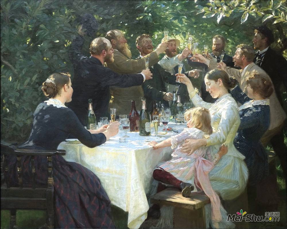 佩德·塞韦林·克罗耳(Peder Severin Kroyer)高清作品《臀部，臀部，欢呼！》