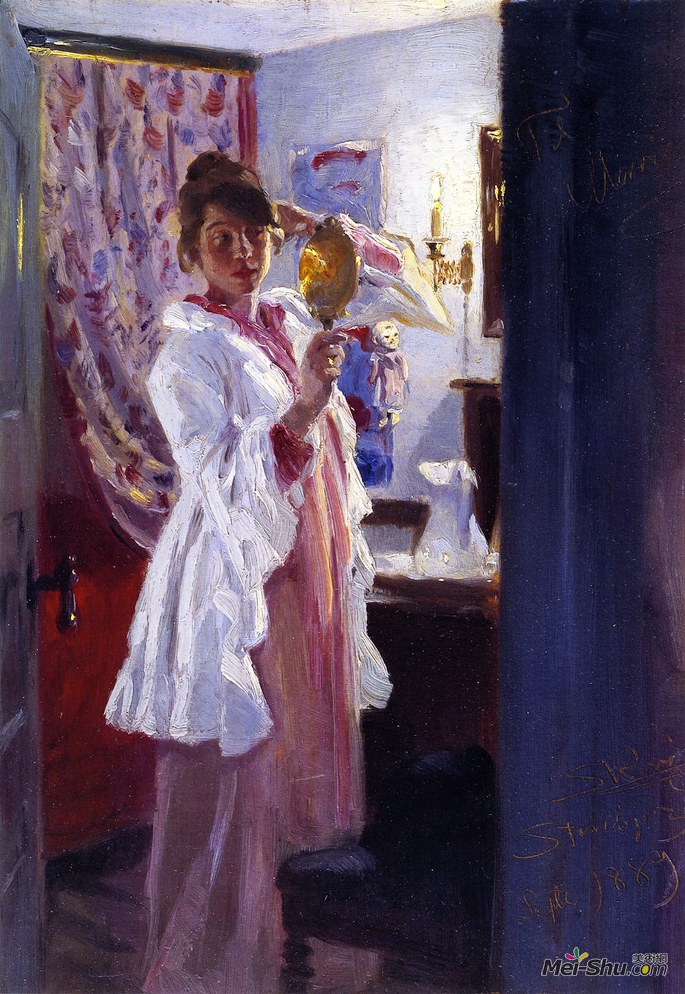 佩德·塞韦林·克罗耳(Peder Severin Kroyer)高清作品《Interior with the Artist's Wife (Marie Kr&?y》