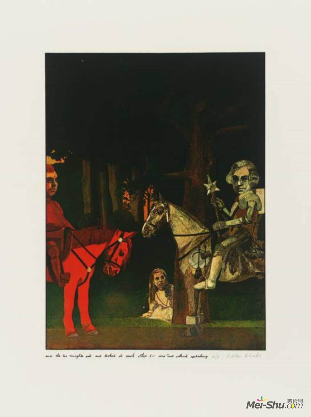 彼得·布莱克(Peter Blake)高清作品《彼得布莱克和两位骑士坐着看着他们》