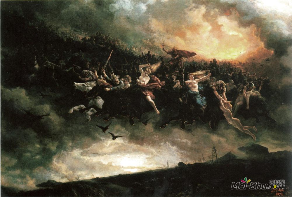 彼得·尼可莱·阿部(Peter Nicolai Arbo)高清作品《一个与amp?rdsreien野生亨特，古斯堪的纳维亚语版》
