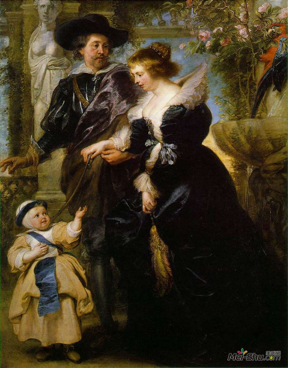 彼得·保罗·鲁本斯(Peter Paul Rubens)高清作品《Rubens Rubens his wife Helena Fourment and their son Peter P》