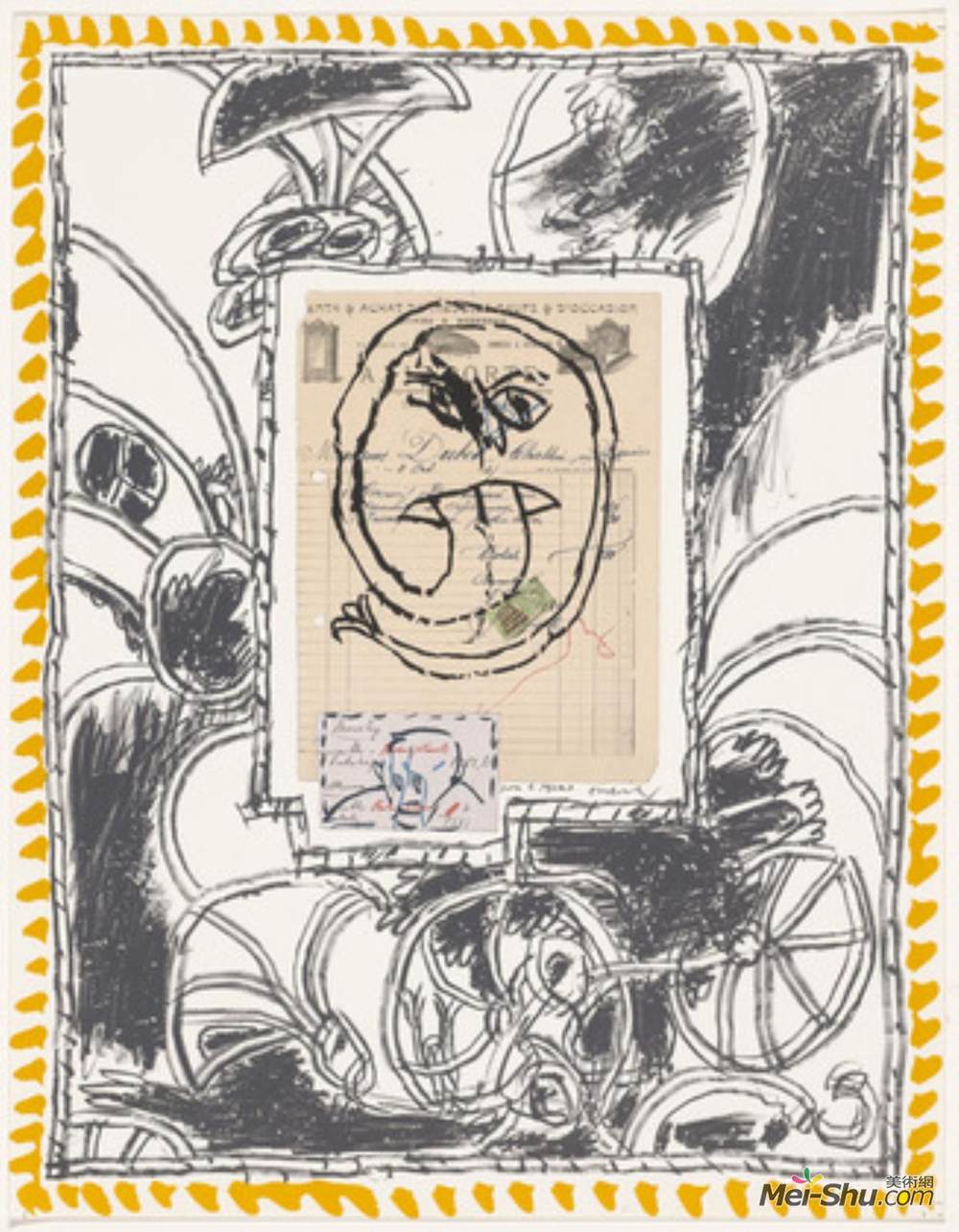 皮埃尔?阿列钦斯(Pierre Alechinsky)高清作品《Plate IV from the portfolio Papiers Trait&és》
