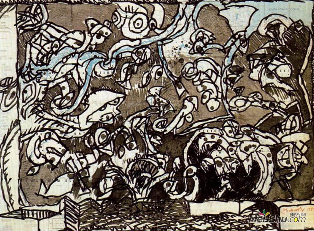 皮埃尔?阿列钦斯(Pierre Alechinsky)高清作品《亚马逊无意识》