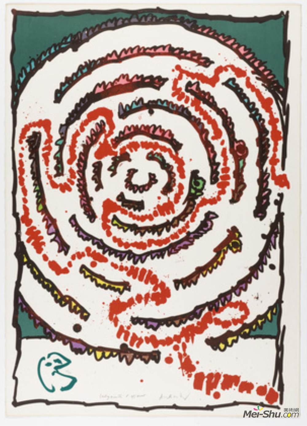 皮埃尔?阿列钦斯(Pierre Alechinsky)高清作品《Plate V from the portfolio Ceremonial Labyrinths (Labyrinthe》