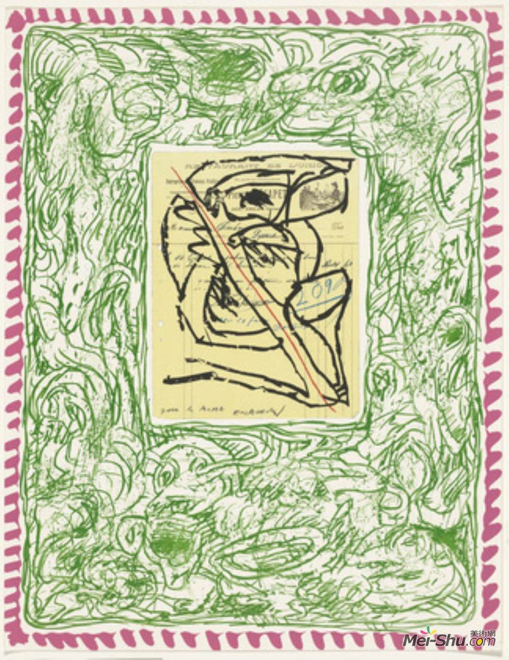 皮埃尔?阿列钦斯(Pierre Alechinsky)高清作品《Plate II from the portfolio Papiers Trait&és》