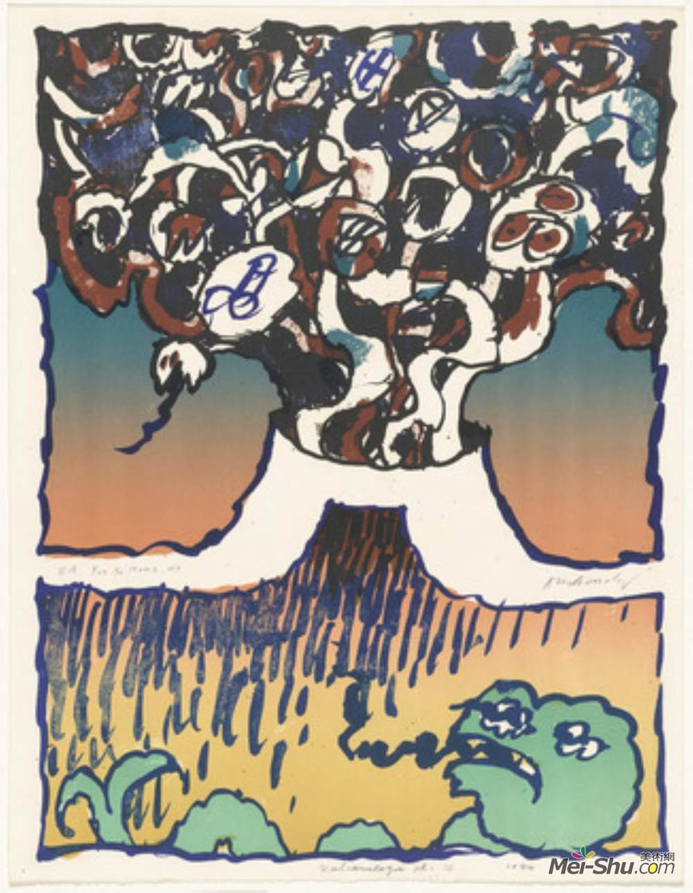 皮埃尔?阿列钦斯(Pierre Alechinsky)高清作品《从组合硫化胶中得到的板Ⅲ》