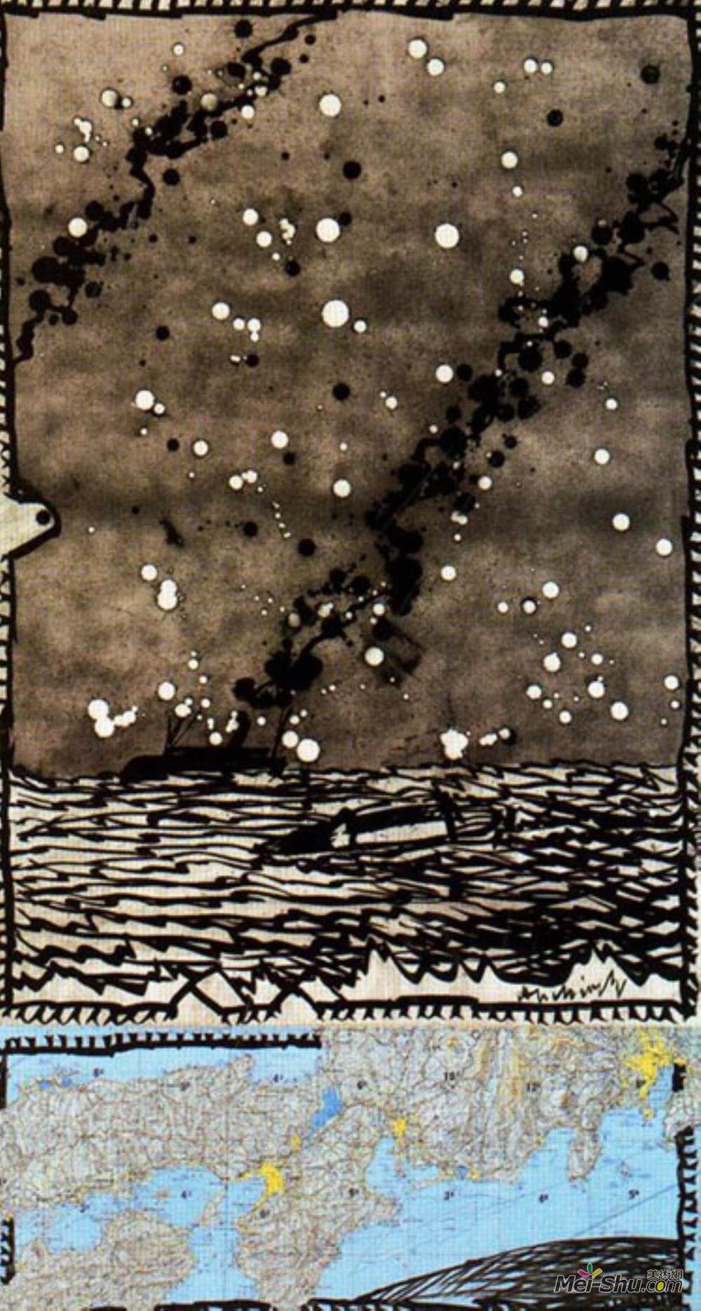 皮埃尔?阿列钦斯(Pierre Alechinsky)高清作品《Maarseille-Yokohama》