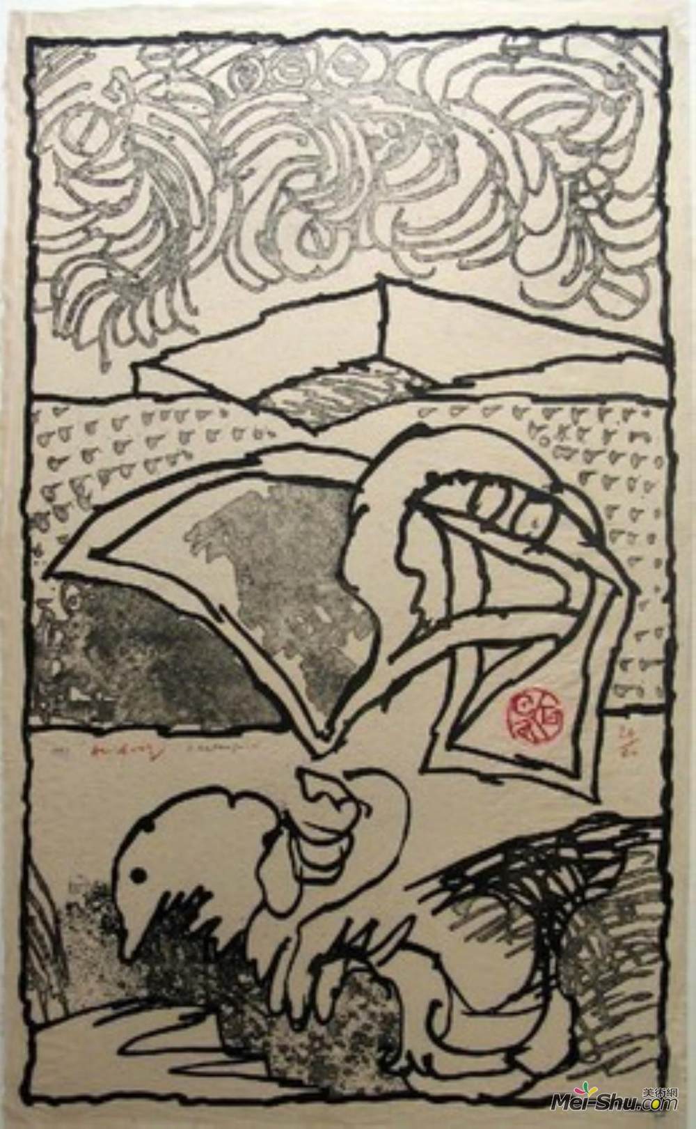皮埃尔?阿列钦斯(Pierre Alechinsky)高清作品《比利时的女人（braban & amp?onne）》