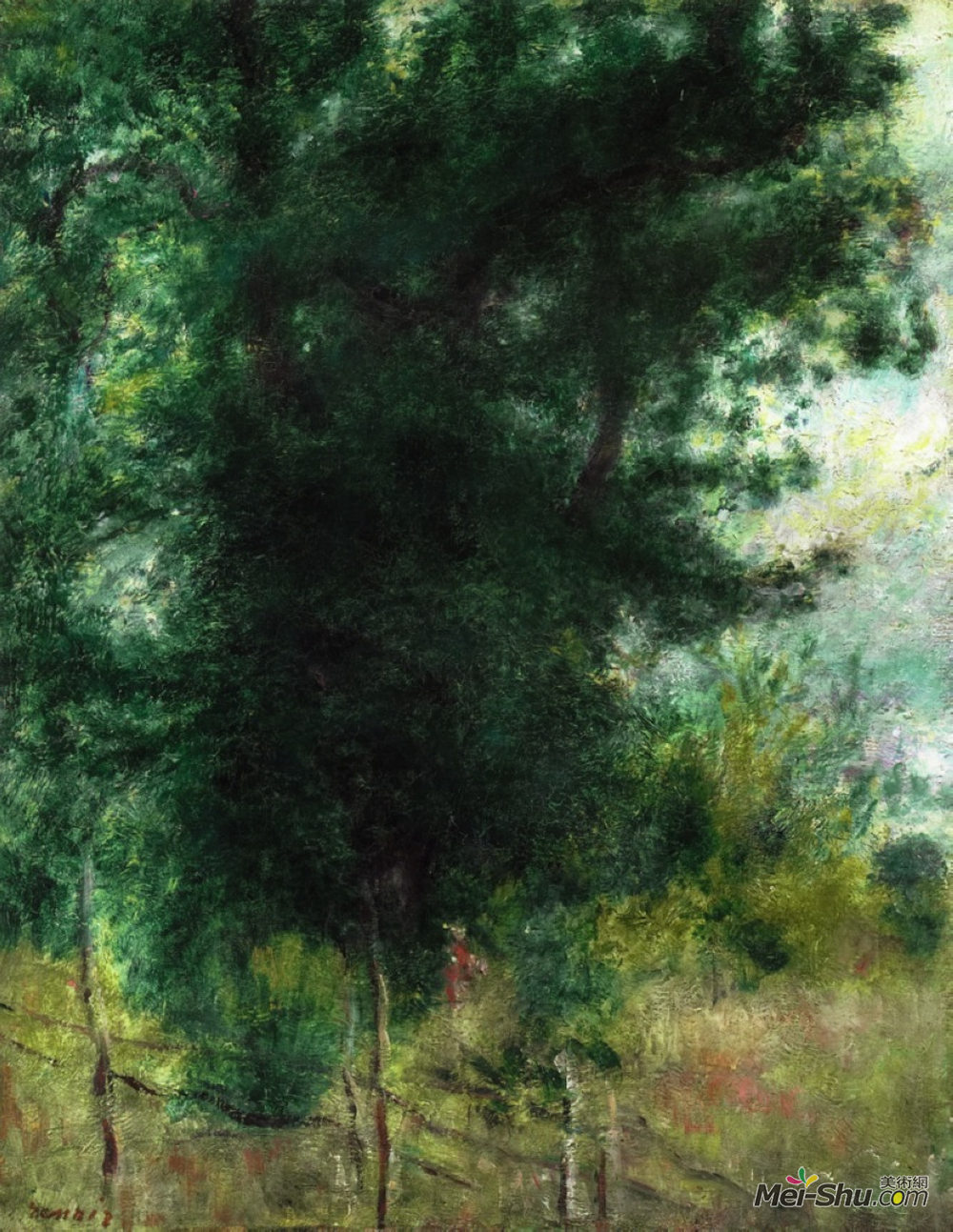 皮耶尔·奥古斯特·雷诺阿(Pierre-Auguste Renoir)高清作品《森林中的篱笆》