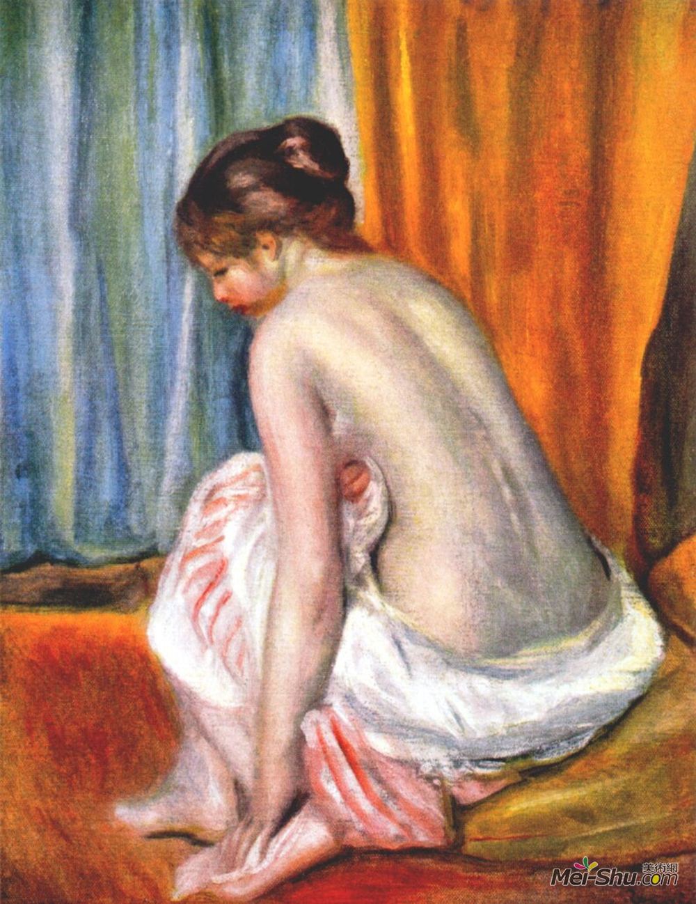 皮耶尔·奥古斯特·雷诺阿(Pierre-Auguste Renoir)高清作品《沐浴者的后视图》