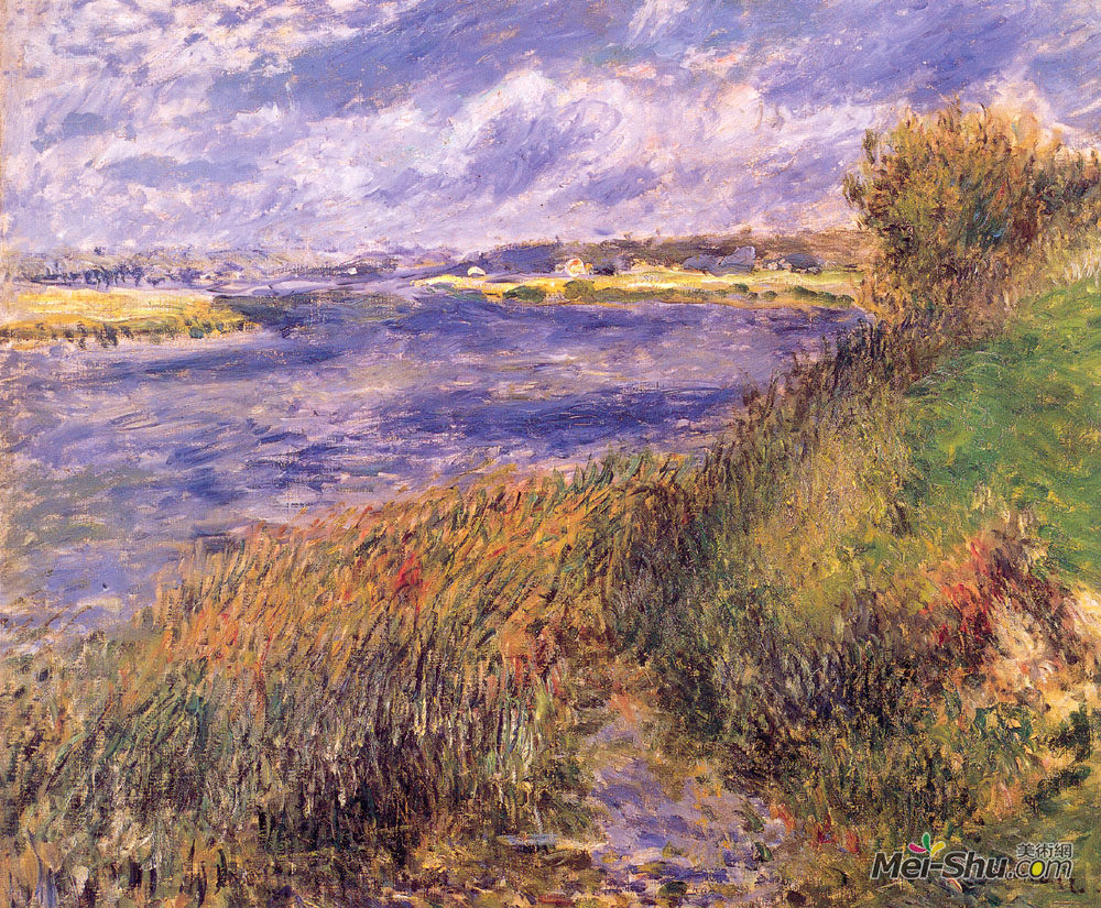 皮耶尔·奥古斯特·雷诺阿(Pierre-Auguste Renoir)高清作品《Banks of the Seine at Champrosay》