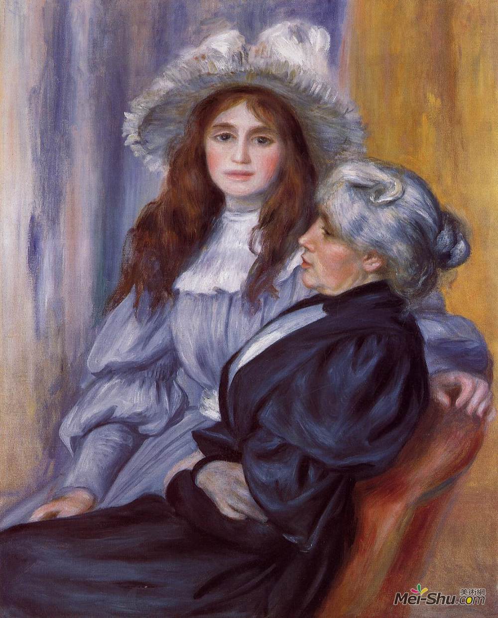 皮耶尔·奥古斯特·雷诺阿(Pierre-Auguste Renoir)高清作品《Berthe Morisot and Her Daughter Julie Manet》