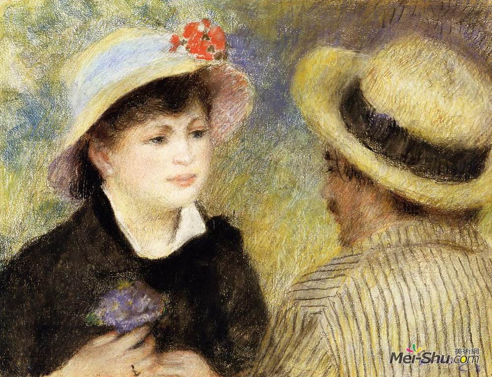 皮耶尔·奥古斯特·雷诺阿(Pierre-Auguste Renoir)高清作品《Boating Couple (Aline Charigot and Renoir)》