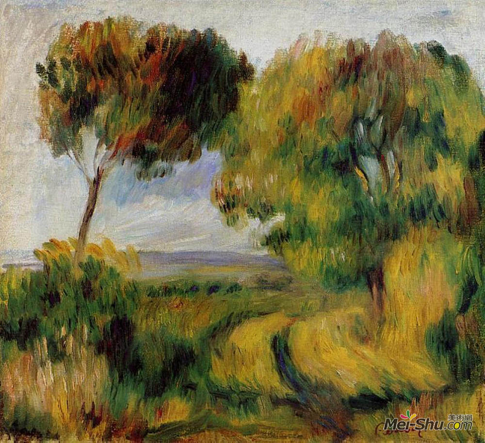 皮耶尔·奥古斯特·雷诺阿(Pierre-Auguste Renoir)高清作品《布雷顿景观树木与荒原》