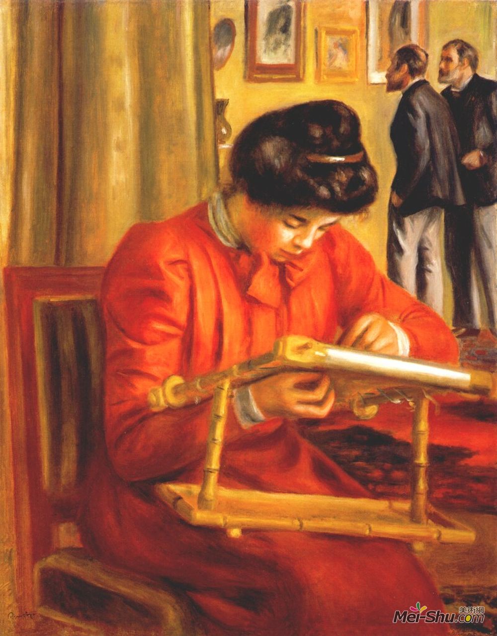 皮耶尔·奥古斯特·雷诺阿(Pierre-Auguste Renoir)高清作品《Christine Lerolle Embroidering》