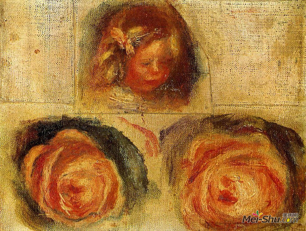 皮耶尔·奥古斯特·雷诺阿(Pierre-Auguste Renoir)高清作品《椰子与玫瑰（研究）》