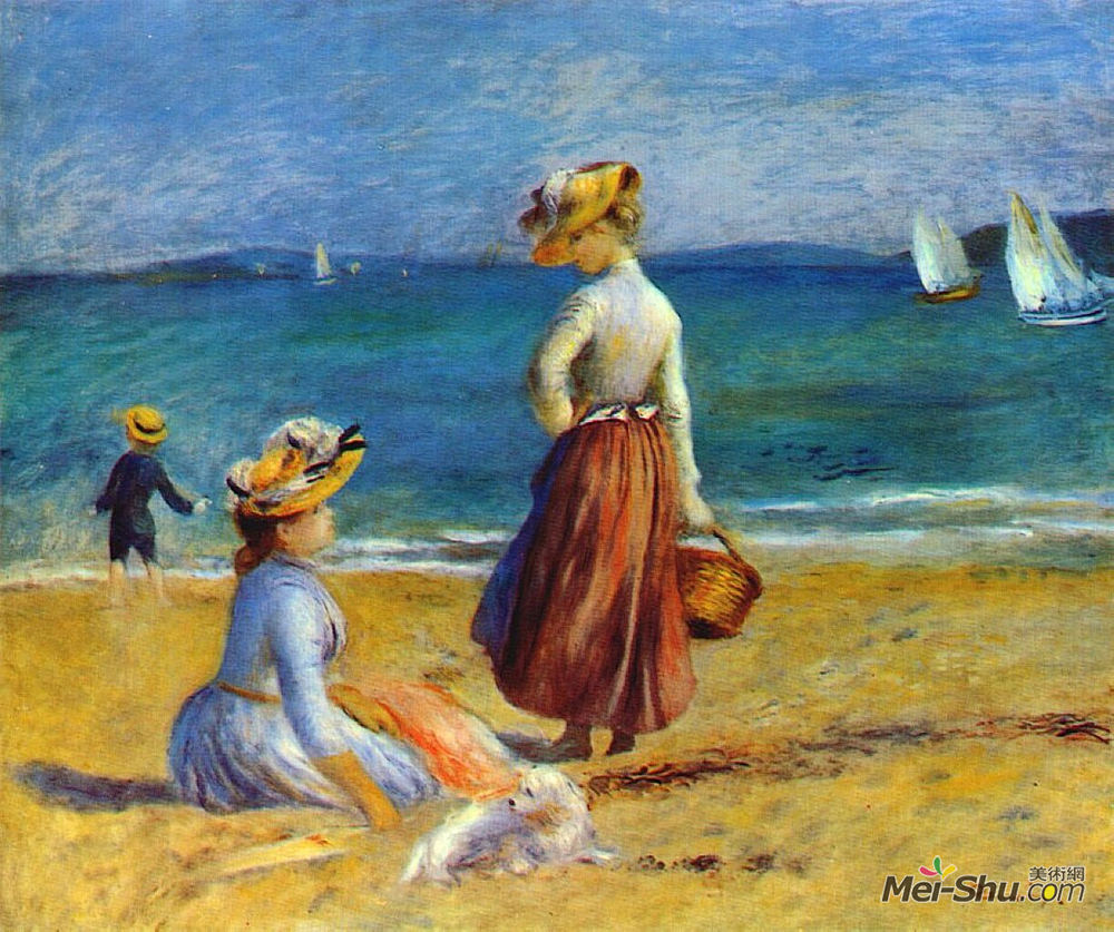 皮耶尔·奥古斯特·雷诺阿(Pierre-Auguste Renoir)高清作品《海滩上的人物》