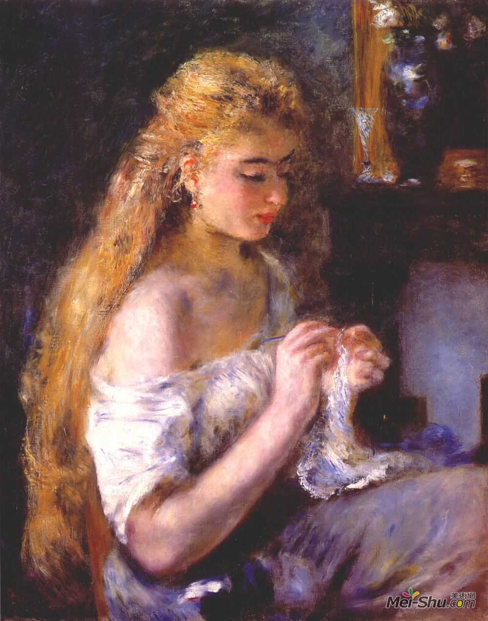 皮耶尔·奥古斯特·雷诺阿(Pierre-Auguste Renoir)高清作品《女式钩编》